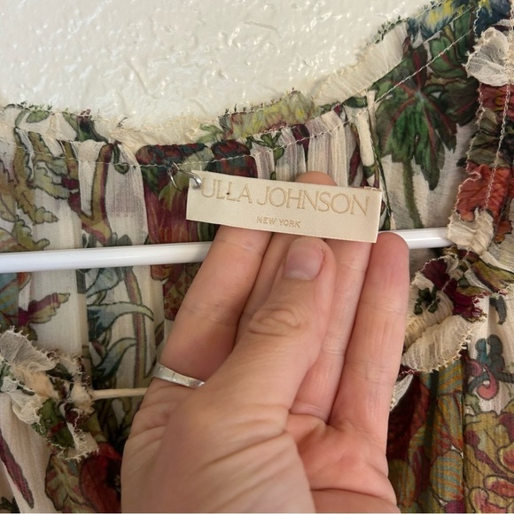 Ulla Johnson Adrienne Silk Ruffle Dress Cream Floral Size 4 Wedding Formal - Picture 10 of 16